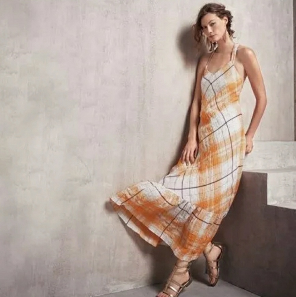 Holding horses clementine maxi dress plaid gold